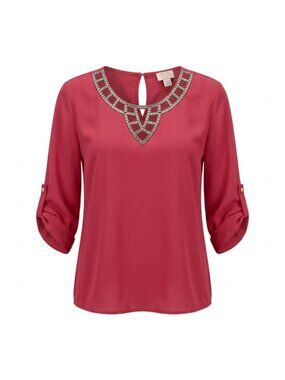 Lodys USA Women’s Sequined Blouse Red Sz 1XL